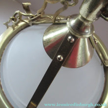 Load image into Gallery viewer, Original 1930s Art Deco White Satin Glass and Brass Pendant Shade
