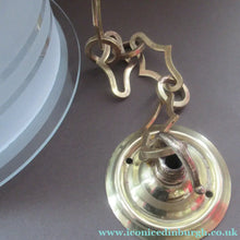 Load image into Gallery viewer, Original 1930s Art Deco White Satin Glass and Brass Pendant Shade
