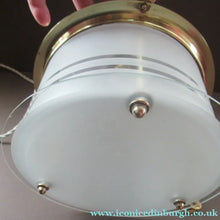 Load image into Gallery viewer, Original 1930s Art Deco White Satin Glass and Brass Pendant Shade
