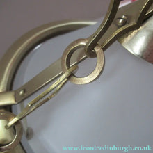 Load image into Gallery viewer, Original 1930s Art Deco White Satin Glass and Brass Pendant Shade
