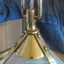 Load image into Gallery viewer, Original 1930s Art Deco White Satin Glass and Brass Pendant Shade
