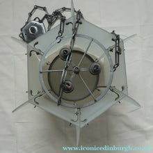 Load image into Gallery viewer, 1930s Art Deco Hanging Light Shade White Frosted Glass Panels on Metal Frame
