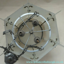 Load image into Gallery viewer, 1930s Art Deco Hanging Light Shade White Frosted Glass Panels on Metal Frame
