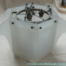 Load image into Gallery viewer, 1930s Art Deco Hanging Light Shade White Frosted Glass Panels on Metal Frame
