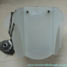 Load image into Gallery viewer, 1930s Art Deco Hanging Light Shade White Frosted Glass Panels on Metal Frame
