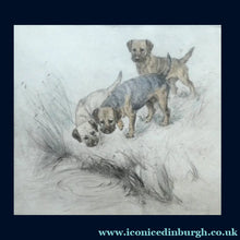 Load image into Gallery viewer, ORIGINAL Coloured Etching of Border Terriers by George Vernon Stokes (1874 - 1954). Pencil SIGNED
