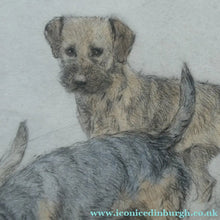 Load image into Gallery viewer, ORIGINAL Coloured Etching of Border Terriers by George Vernon Stokes (1874 - 1954). Pencil SIGNED
