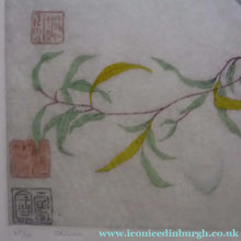 Load image into Gallery viewer, ORIGINAL DRYPOINT Etching / Woodblock Print by Elyse Ashe Lord (British, 1900–1971). Chinese Bird on a Branch, 1930s
