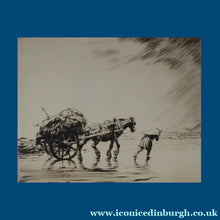 Load image into Gallery viewer, Original Etching by GEORGE SOPER (1870 - 1942). Carting Seaweed, 1920s. Signed in Pencil
