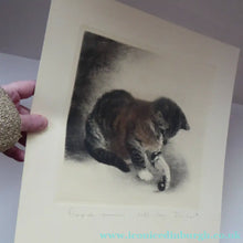 Load image into Gallery viewer, Pencil Signed Etching by Kurt Meyer-Eberhardt Kitten Playing with a Ball

