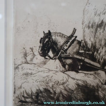 Load image into Gallery viewer, ORIGINAL ETCHING: Carting Hay (1928) by Charles Frederick Tunnicliffe. Pencil Signed &amp; FRAMED

