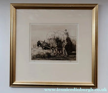 Load image into Gallery viewer, ORIGINAL ETCHING: Carting Hay (1928) by Charles Frederick Tunnicliffe. Pencil Signed &amp; FRAMED
