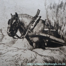 Load image into Gallery viewer, ORIGINAL ETCHING: Carting Hay (1928) by Charles Frederick Tunnicliffe. Pencil Signed &amp; FRAMED
