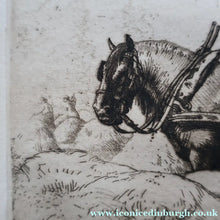 Load image into Gallery viewer, ORIGINAL ETCHING: Carting Hay (1928) by Charles Frederick Tunnicliffe. Pencil Signed &amp; FRAMED
