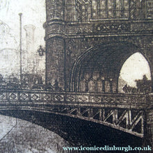 Load image into Gallery viewer, Original Etching from the Tower Bridge Looking to the South Bank, London by Wyllie
