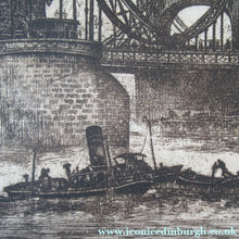 Load image into Gallery viewer, Original Etching from the Tower Bridge Looking to the South Bank, London by Wyllie
