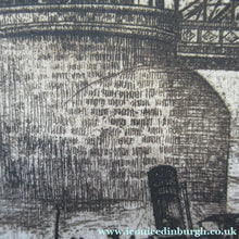 Load image into Gallery viewer, Original Etching from the Tower Bridge Looking to the South Bank, London by Wyllie

