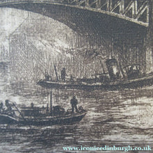 Load image into Gallery viewer, Original Etching from the Tower Bridge Looking to the South Bank, London by Wyllie
