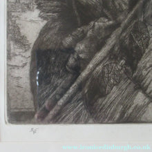 Load image into Gallery viewer, Charles Tunnicliffe Pencil Signed Etching The Thatcher 1927
