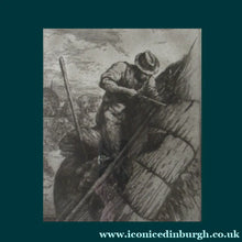 Load image into Gallery viewer, ORIGINAL ETCHING: The Thatcher (1927) by Charles Frederick Tunnicliffe. Pencil Signed &amp; FRAMED
