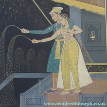 Load image into Gallery viewer, Antique Mughal Style Watercolour Painting. Couple in Moonlight with Firework Display
