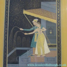 Load image into Gallery viewer, Antique Mughal Style Watercolour Painting. Couple in Moonlight with Firework Display
