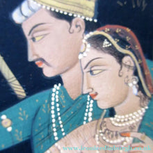 Load image into Gallery viewer, Antique Mughal Style Watercolour Painting. Couple in Moonlight with Firework Display
