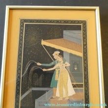 Load image into Gallery viewer, Original Indian Mughal Style Watercolour Painting on Paper. Couple in the Moonlight Watching a Firework Display
