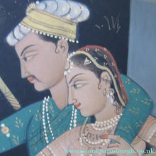 Load image into Gallery viewer, Antique Mughal Style Watercolour Painting. Couple in Moonlight with Firework Display
