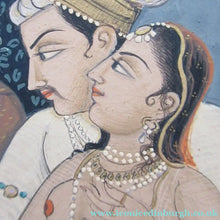 Load image into Gallery viewer, Antique Mughal Style Watercolour on Paper. Courting Couple in the Moonlight
