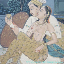 Load image into Gallery viewer, Antique Mughal Style Watercolour on Paper. Courting Couple in the Moonlight
