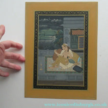 Load image into Gallery viewer, Antique Mughal Style Watercolour on Paper. Courting Couple in the Moonlight
