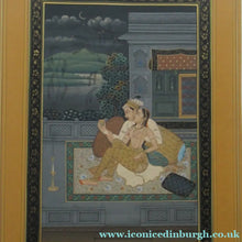 Load image into Gallery viewer, Antique Mughal Style Watercolour on Paper. Courting Couple in the Moonlight
