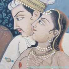 Load image into Gallery viewer, Antique Mughal Style Watercolour on Paper. Courting Couple in the Moonlight

