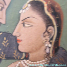 Load image into Gallery viewer, Mughal Style Indian Watercolour Painting on Paper. Romantic Couple Walking in a Garden
