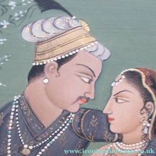 Load image into Gallery viewer, Mughal Style Indian Watercolour Painting on Paper. Romantic Couple Walking in a Garden

