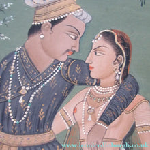 Load image into Gallery viewer, Mughal Style Indian Watercolour Painting on Paper. Romantic Couple Walking in a Garden

