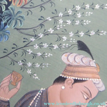 Load image into Gallery viewer, Mughal Style Indian Watercolour Painting on Paper. Romantic Couple Walking in a Garden
