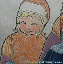 Load image into Gallery viewer, Original Large 1930s Colour Lithograph by Rie Cramer (1887-1977). Two Girls in Traditional Dutch Costume
