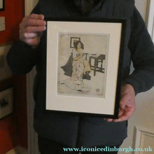 Load image into Gallery viewer, Original Pencil Signed Colour Etching &amp; Aquatint by William Lee Hankey. The Patchwork Quilt; c 1910. FRAMED
