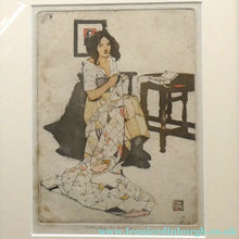 Load image into Gallery viewer, Original Pencil Signed Colour Etching &amp; Aquatint by William Lee Hankey. The Patchwork Quilt; c 1910. FRAMED
