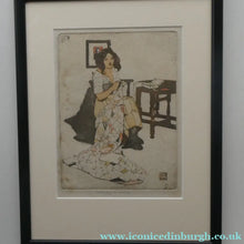 Load image into Gallery viewer, Original Pencil Signed Colour Etching &amp; Aquatint by William Lee Hankey. The Patchwork Quilt; c 1910. FRAMED

