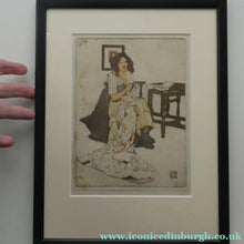 Load image into Gallery viewer, Original Pencil Signed Colour Etching &amp; Aquatint by William Lee Hankey. The Patchwork Quilt; c 1910. FRAMED

