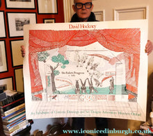 Load image into Gallery viewer, 1980s DAVID HOCKNEY "A Rake's Progress" Poster for "An Exhibition of Costume Drawings at the Ashmolean Museum"
