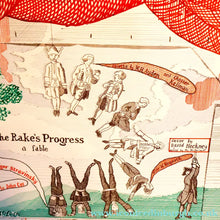 Load image into Gallery viewer, 1980s DAVID HOCKNEY "A Rake's Progress" Poster for "An Exhibition of Costume Drawings at the Ashmolean Museum"
