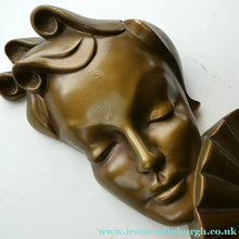 Load image into Gallery viewer, Art Deco 1930s Wall Mask G. Leonardi Golden Lady's Head Wall Mask
