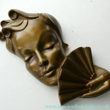 Load image into Gallery viewer, Art Deco 1930s Wall Mask G. Leonardi Golden Lady's Head Wall Mask
