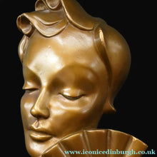 Load image into Gallery viewer, Art Deco 1930s Wall Mask G. Leonardi Golden Lady's Head Wall Mask
