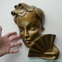 Load image into Gallery viewer, Art Deco 1930s Wall Mask G. Leonardi Golden Lady's Head Wall Mask
