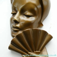 Load image into Gallery viewer, Art Deco 1930s Wall Mask G. Leonardi Golden Lady's Head Wall Mask

